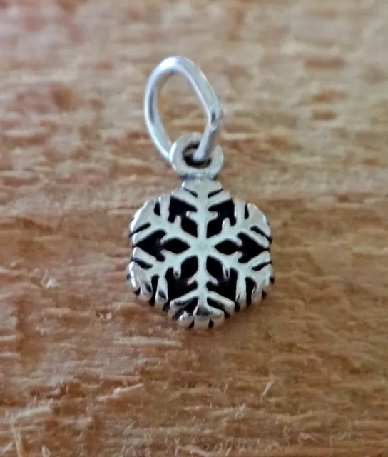 Sterling Silver TINY 7x10mm Snowflake Snow Holiday Christmas Charm!