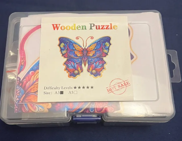 UNIDRAGON Wooden Jigsaw Puzzles - A3 Challenger Level NIB - Butterfly