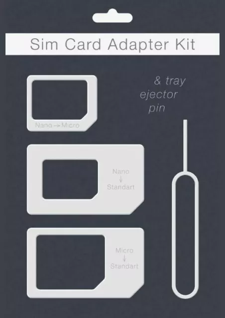 Sim Card Adapter For All Mobile Phones 4 In 1 Pack Nano Micro Standard Adaptor