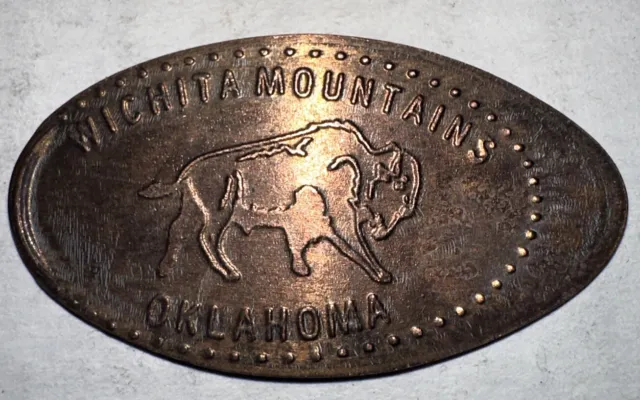 Wichita Mountains Oklahoma Bison Buffalo Tourist Elongated Coin Smashed 1C Penny