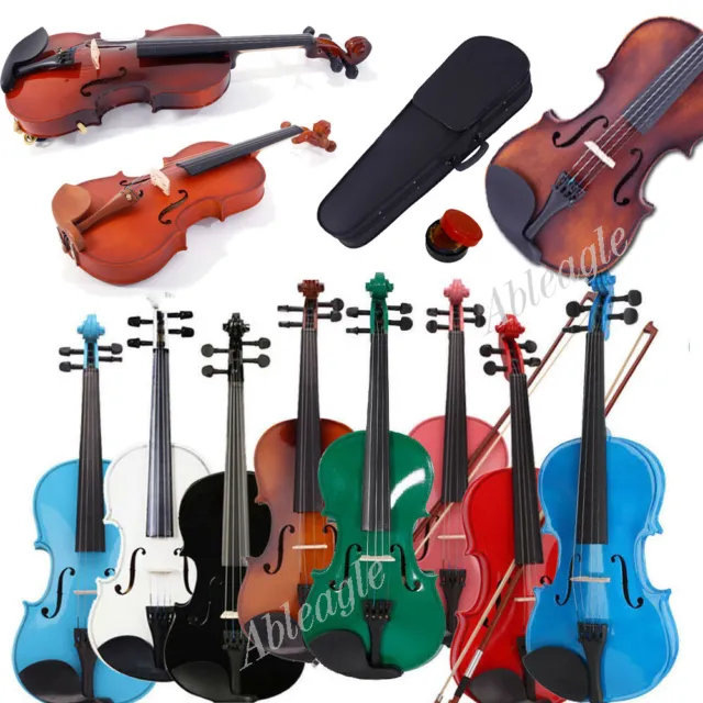 Brand New 4/4 3/4 1/2 1/4 1/8 Size Acoustic Violin Set w/ Case Bow Rosin UK