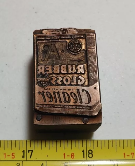 Vintage Letterpress Printing Block Rubber Gloss Franklin Research Co Advertising