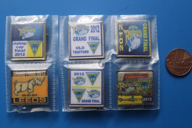 6 Leeds Rhinos - Warrington Wolves Rugby League badges 2012 Grand Final