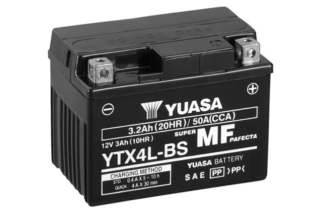 Motorradbatterie YTX4L-BS 12V 3Ah AGM YUASA MF 50A/EN Roller Starterbatterie