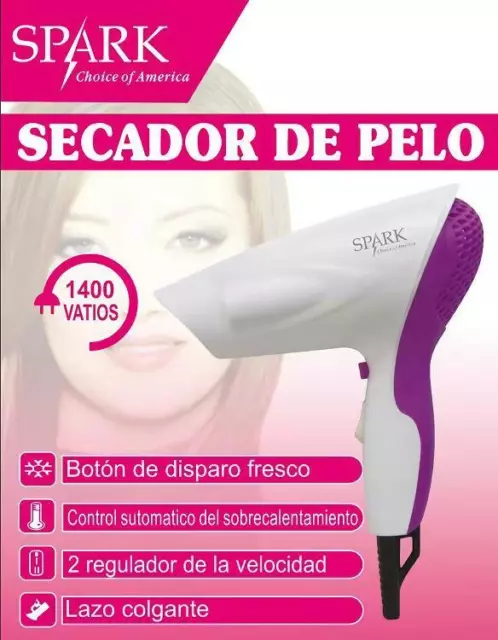 SPARK - Secador de Pelo Compacto, de Viaje 1400W PLEGABLE