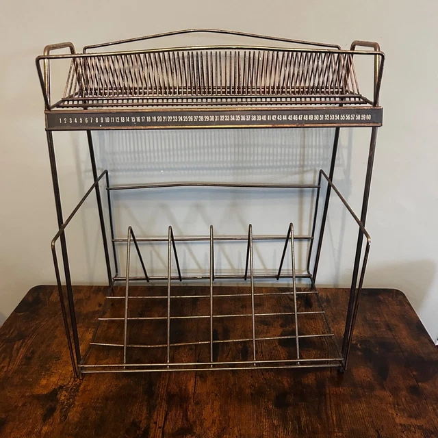 Mid Century Metal Framed Vinyl LP Rack 19” x 16”