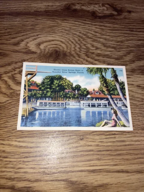 Vintage Postcard Electric Glass Bottom Boats , Silver Springs Florida