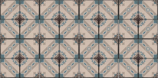 Belgian/French period entrance hall floor fireplace hearth 32 encaustic tile set