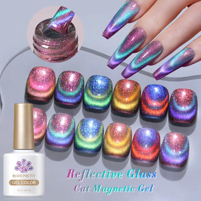 BORN PRETTY 10ml Double Light Reflective Glass Cat Magnetic Gel Nail Varnish