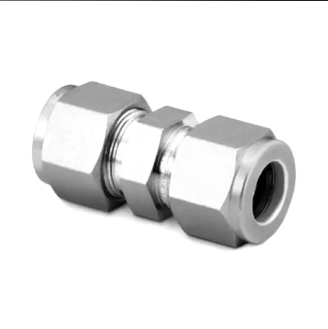 1/4" OD Tube Steel Stainless Twin Ferrule  Union Fitting Air Gas Water