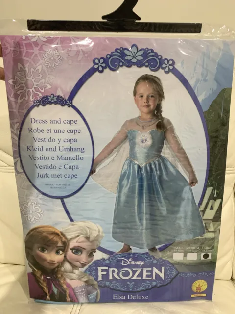 New Girls Disney Frozen Elsa Deluxe Dress & Cape Dressing Up Costume 7-8yrs❄️❄️