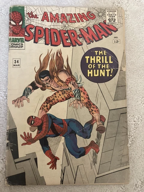 Amazing Spider-Man #34 Kraven the Hunter Cover 2nd Gwen Stacey Marvel 1966