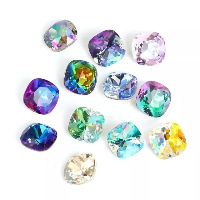 Joyería de cristal autoadhesivo de piedra de estrás plano gema cuadrada 10 piezas
