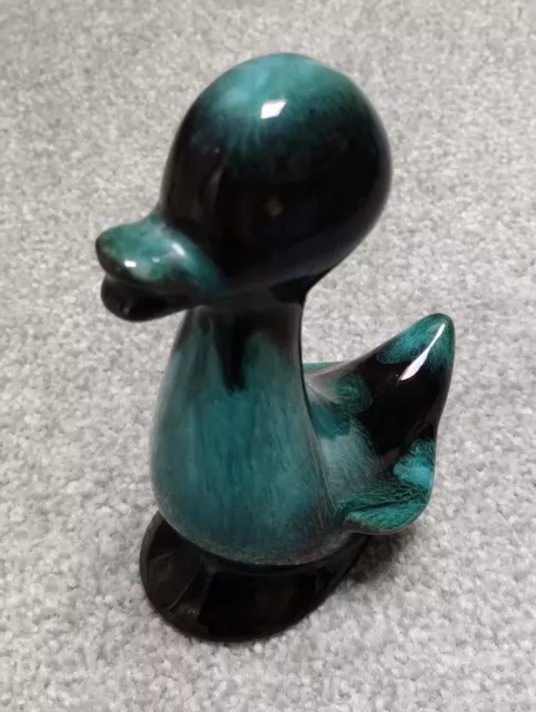 Blue Mountain Pottery - Duck Figure Green and Black drip glaze