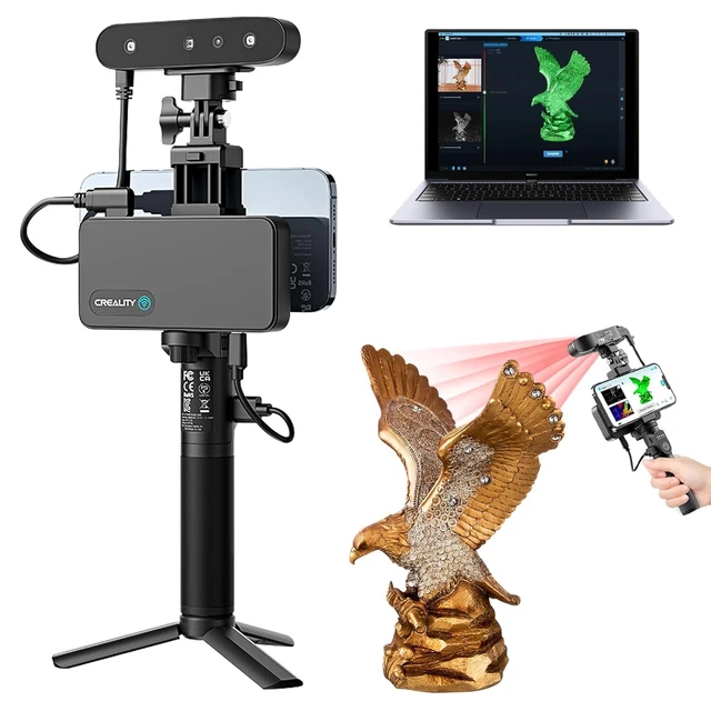 Creality CR-Scan Ferret Pro 3D-scanner – Handheld, 0,1 Mm Nauwkeurigheid, WiFi6 – 30 Fps, 24-bit Kleur – Compatibel Met Android, IOS, PC, Mac – Voor Objecten Van 15 Cm Tot 2 Meter