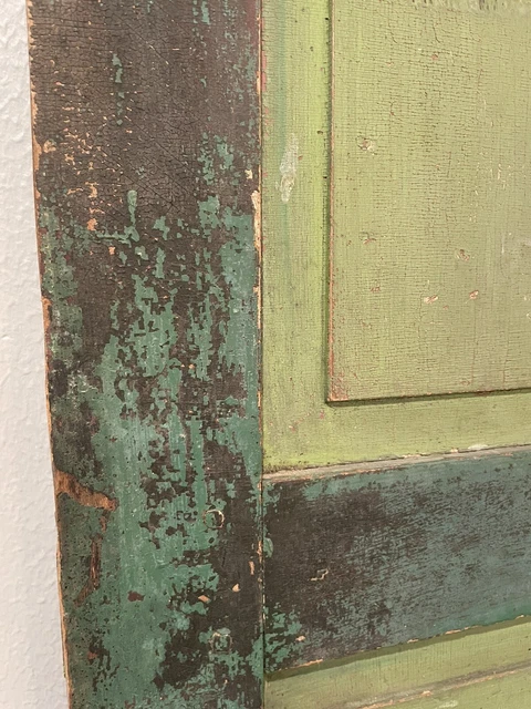 Antique Chippy Paint Door, Green/blue One Side, Green/mustard Other Side 3