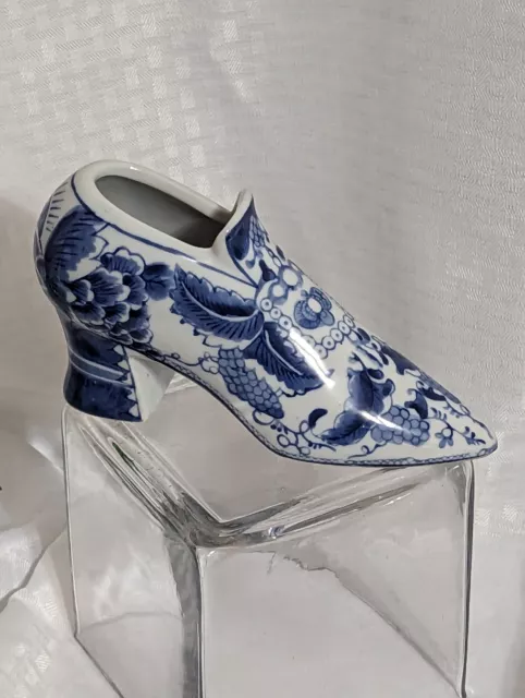 Vintage Mid 80s Royal Delft White And Blue Porcelain Ladies Shoe
