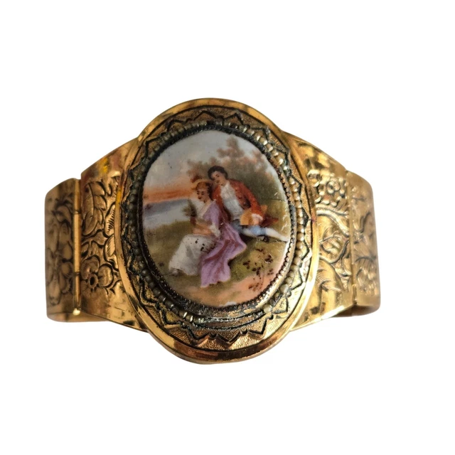Bracelet En émaux De Limoges Signé R. Gulet - Vintage - Occasion (état à Vérifier)