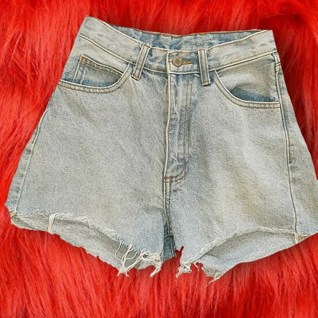 Short Jeans Topshop Moto Coupé Taille Haute Taille 2 - Style Cutoff Bleu