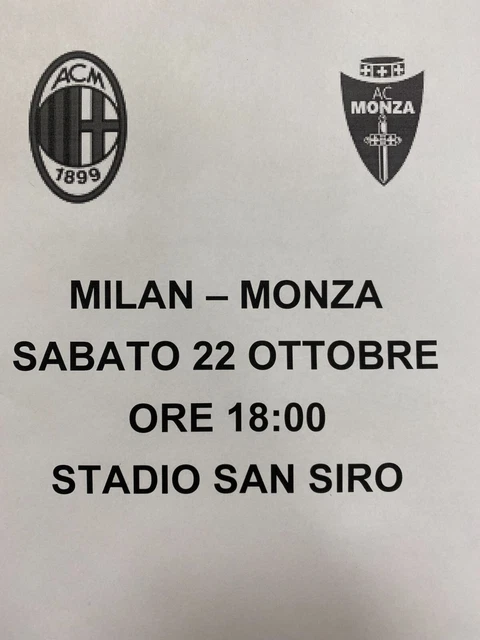 Biglietti Milan - Monza (Venduti !!!!!!!!!)