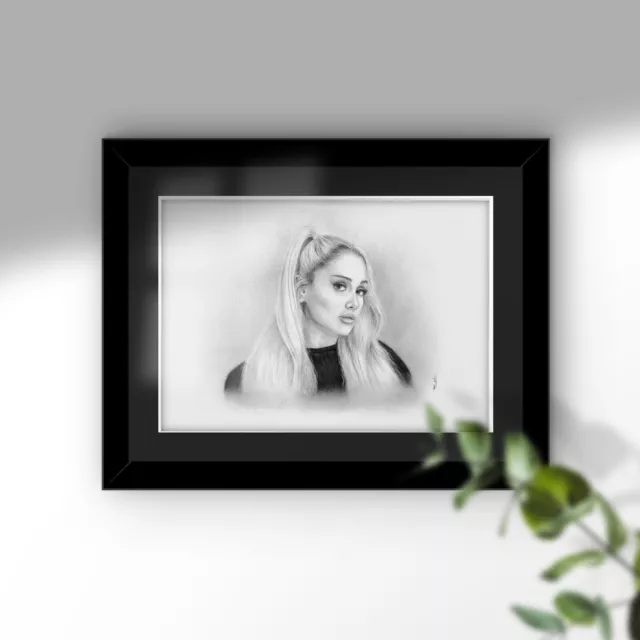 Custom Pencil Portrait Realistic Hand Drawing with Mount Glass Frame for Gift 2