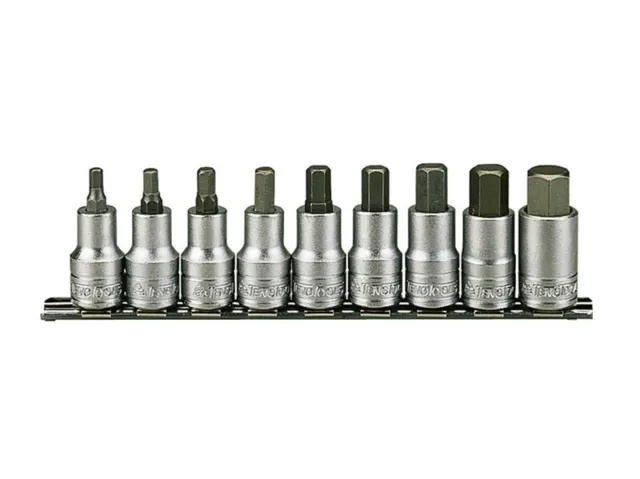 Teng 1/2in Drive M1212 Hex Socket Clip Rail Set, 9 Piece TENM1212