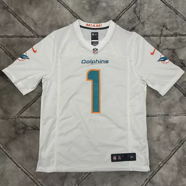 Miami Dolphins Nike ‘TAGOVAILOA #1’ Mens Medium NFL Player Game Jersey Shirt Tua