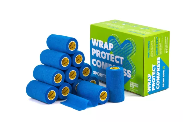 SPORTTAPE Cohesive Bandage | Self Adherent Vet Wrap, Sock Tape - Multipacks 6/12