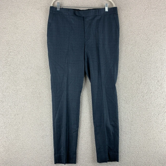 NIPPON DRESS PANTS Men's Size 34x29 Gray Blue Flat Front Slash Pocket