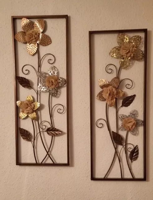 Wanddeko Blumen Wandbild Metallbild Wandschmuck  (2 Stk.)