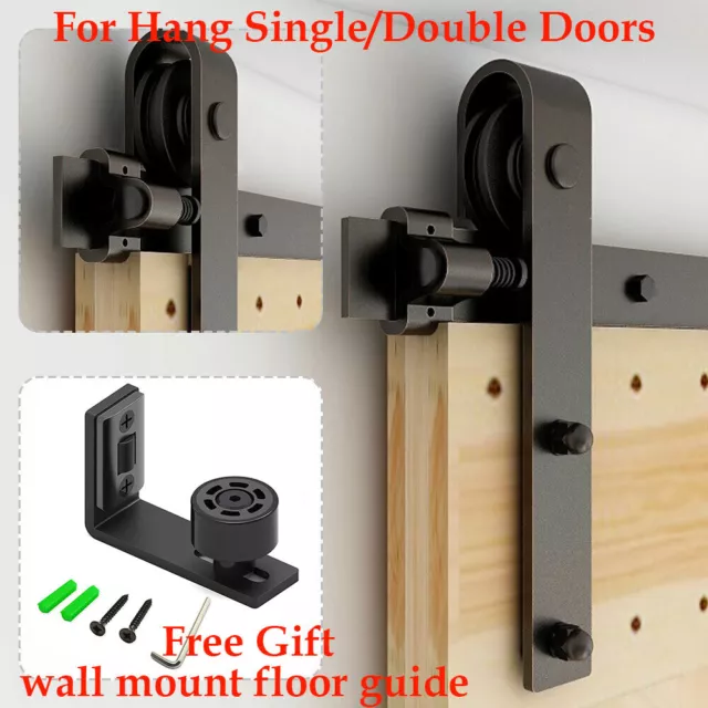 4FT -20FT Sliding Barn Door Hardware Track Single/Double Door Kit, Home/Kitchen