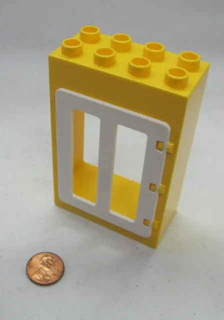 Lego Duplo YELLOW w/ WHITE DOOR WINDOW PANE UNIT Building Block 4x2x6
