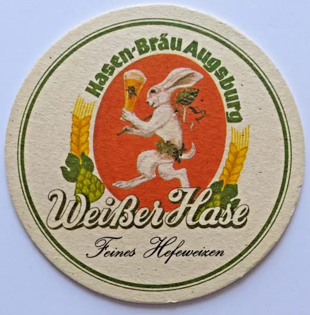 ALTER BIERDECKEL Brauerei Hasen-Bräu Augsburg Weißer Hase Sammlerstück Bierfilze