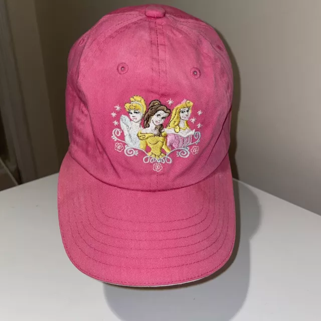 Disney Store 3 Princesses Pink Cap/Hat Adj Band Cinderella, Belle, Snow White