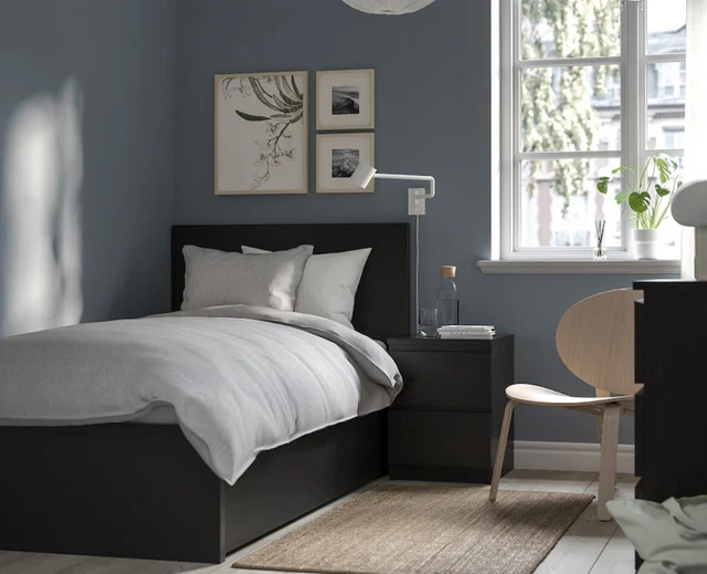 IKEA BLACK/BROWN SINGLE bed With Two Large Storage Drawers, MATTRESS