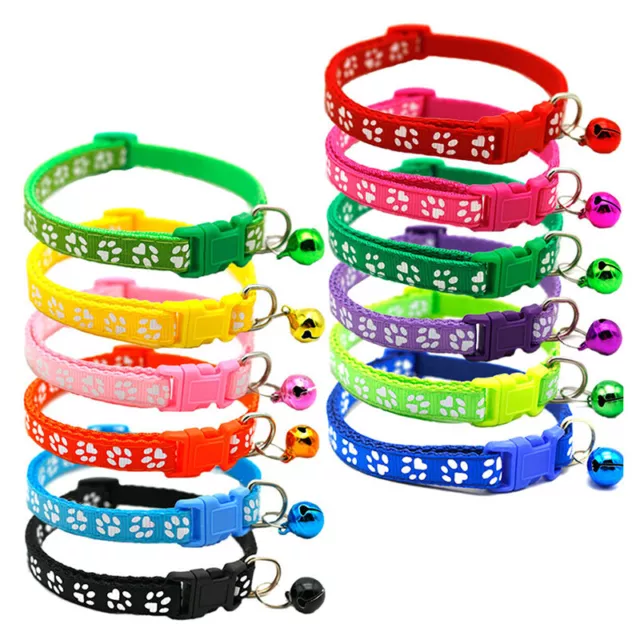 New Cute Bell Collar For Cats Dog Collar Funny Footprint Collars Leads *wf