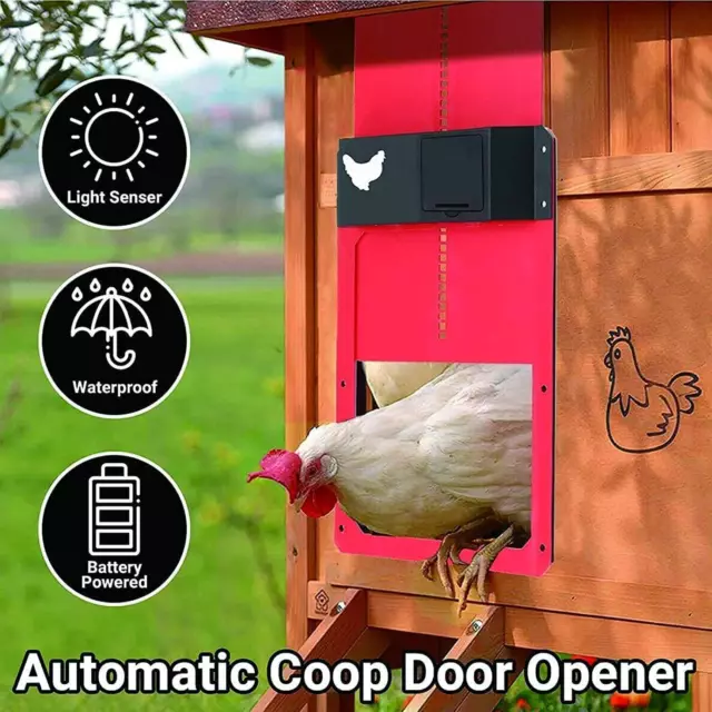 Waterproof Automatic Chicken Coop Door Opener Light Sensor Chicken House Door UK