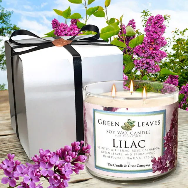Lilac Soy Candle 17.5oz Hand Poured All Natural Soy Wax Handmade Floral Candle