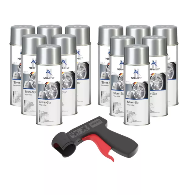 Spray Peinture Silver Étoile Jantes Argent Laque Vernis de Voiture 12x 400ml +