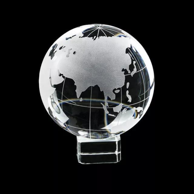 40mm Genuine Crystal World Globe Earth Sphere Etched Frosted Glass Ball