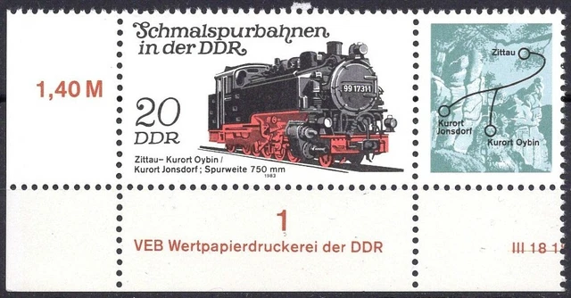 DDR 1983 Mi.Nr. 2794 ** postfrisch Eckrand mit DV Druckvermerk