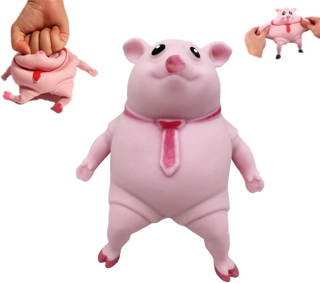 Pegamento elástico-arena relleno de goma cerdito, cerdo rosa juguete blando, juguetes para exprimir cerdos, sen
