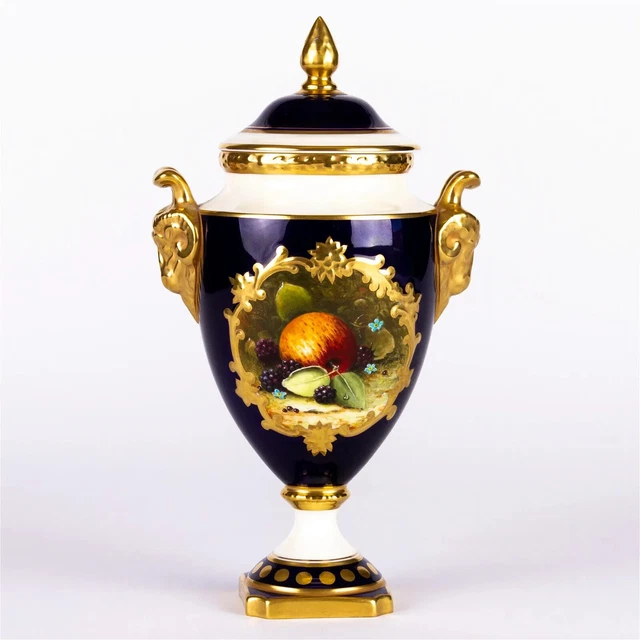 Stunning Coalport Urns/Vase, cobalt blue w/ gold accent, handpainted and Signed