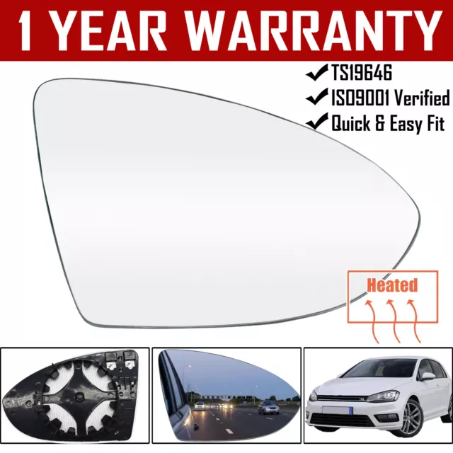 Außenspiegel Spiegelglas beheizbar für VW GOLF 7 5G1,BA5,BV5 rechts 5G0857522~