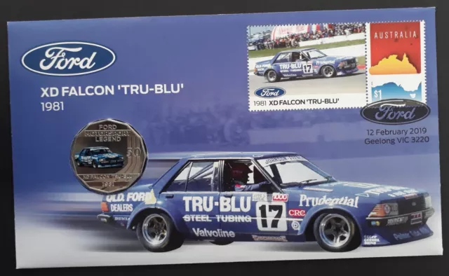 2019 Australia XD Falcon 1981 "Tru-Blu" PNC with 50c UNC coin and $1 stamp