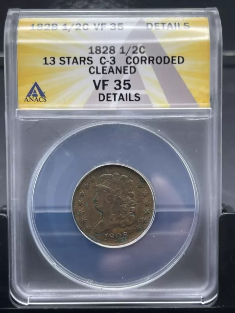 1828 Half Cent 13 Stars Vf 35 Amazing Details!