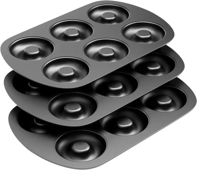 Tiawudi Non-Stick 6-Cavity Donut Baking Pans, Makes Individual Full-Sized 3 1/4"