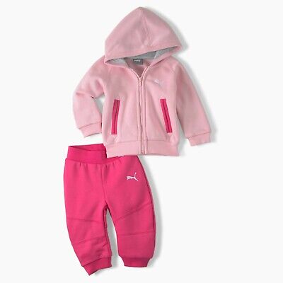 Girls PUMA CN Hooded Jogger Set Pink Colour Size 1-2 Years