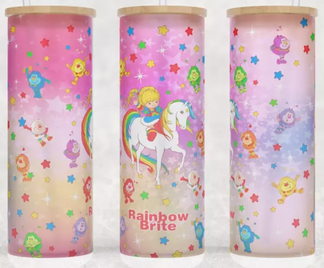 Frosted Glass 80s Rainbow Brite and Star Lite Gradient Cup Mug  Tumbler 25oz