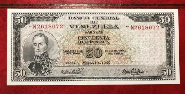 Venezuela 50 Bolívares 1966 AU Condition